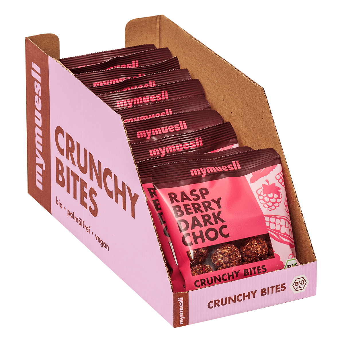 mymuesli Bio Raspberry Dark Choc Crunchy Bites 10er Tray