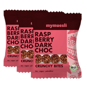 mymuesli Bio Raspberry Dark Choc Crunchy Bites Verpackungen