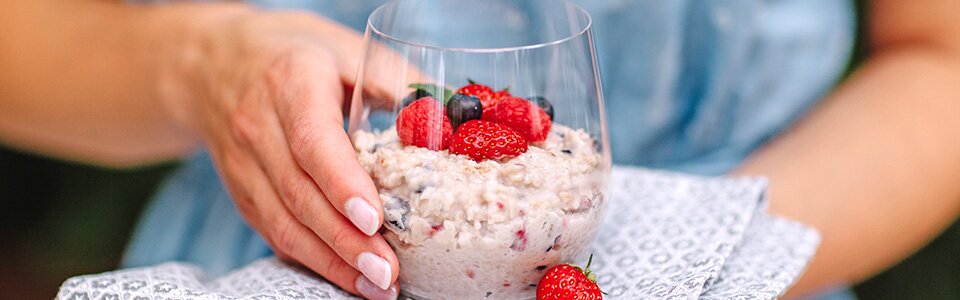 Chia-Overnight Oats mit Himbeeren
