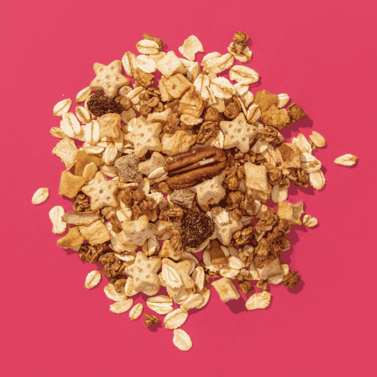 Müsli Zutaten auf einem Haufen, Bratapfelkekse, Crunchys, Apfelstücke