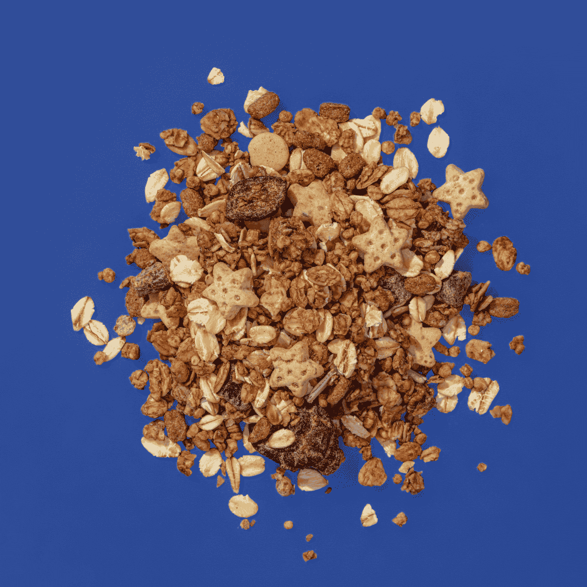 Müsli Zutaten auf einem Haufen, Weihnachtscrunchy, Bratapfelkekse, Aprikosenstücke