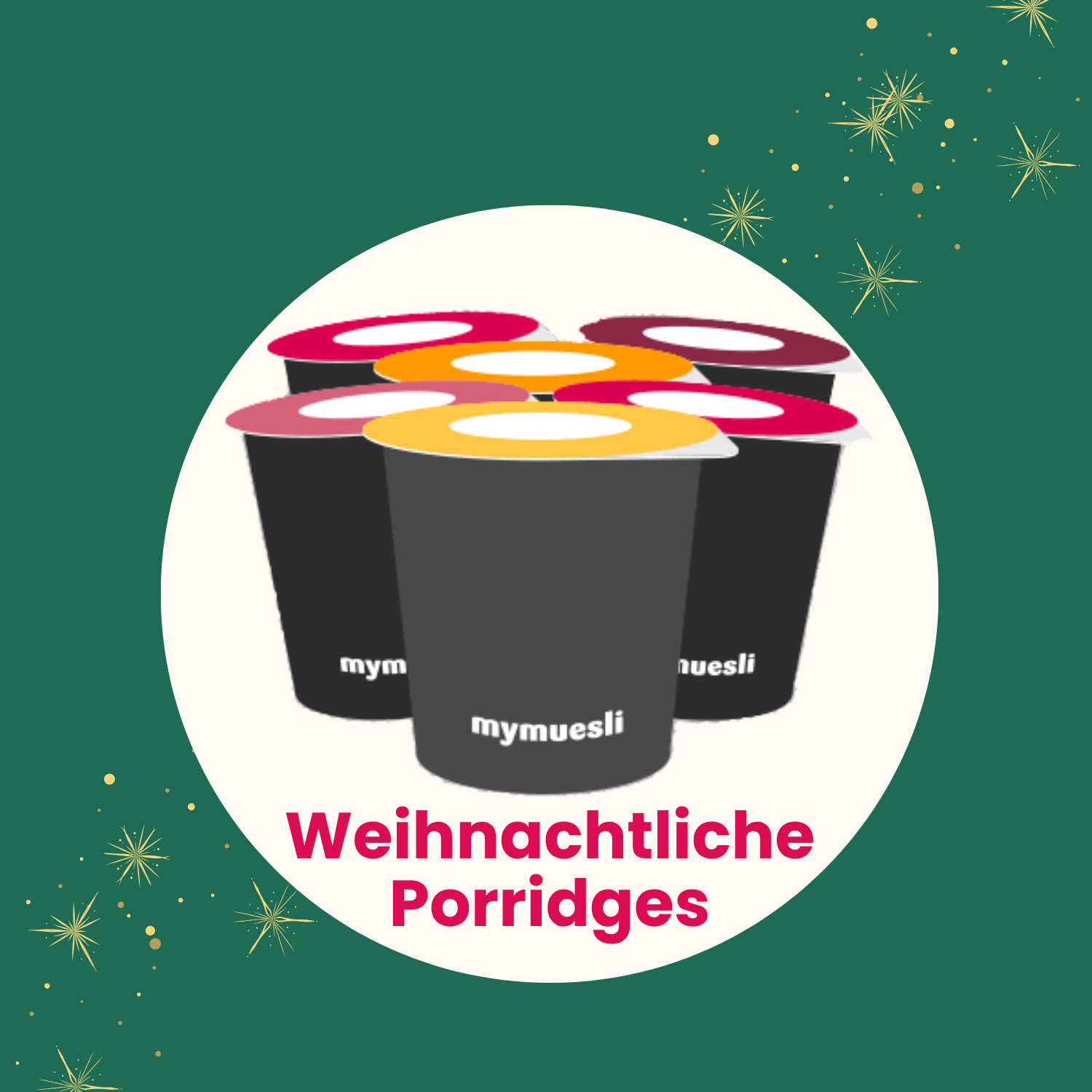 6 weihnachtliche Porridge Portionsbecher in verschiedenen Sorten
