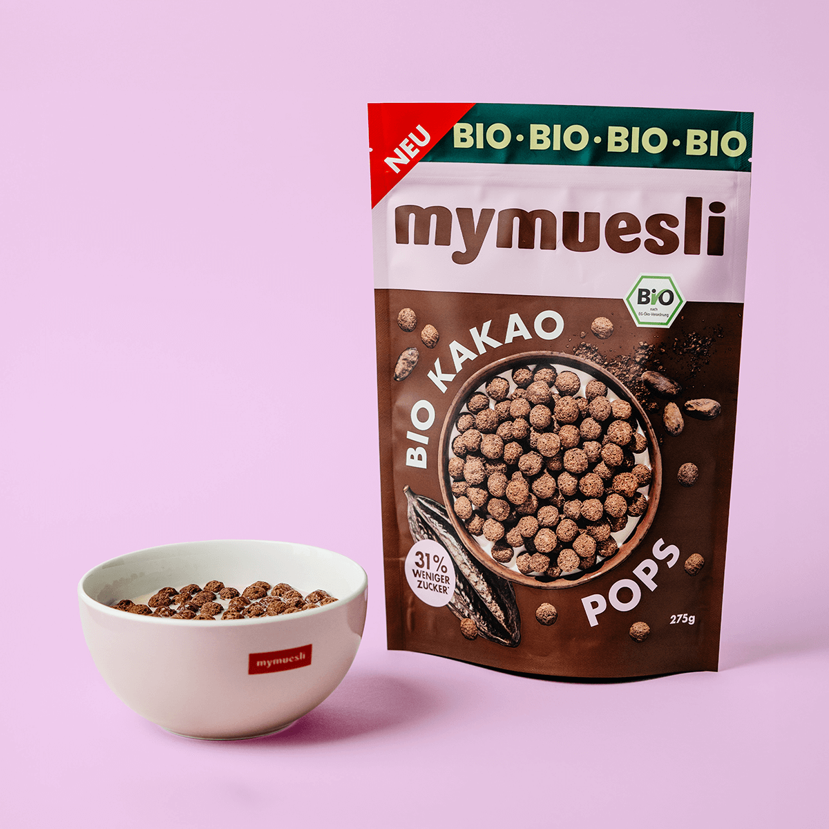 mymuesli Bio Kakao Pops - extra knusprig und extra schokoladig