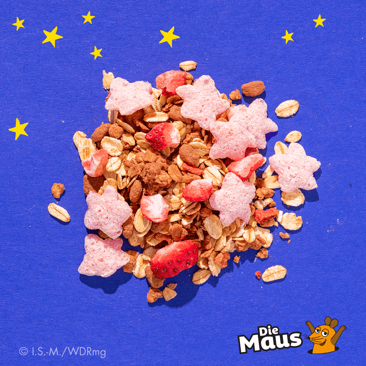 mymuesli Bio Superelefanten Müsli mit Erdbeeren, Schoko Boons und kleinen Rosa Sternen