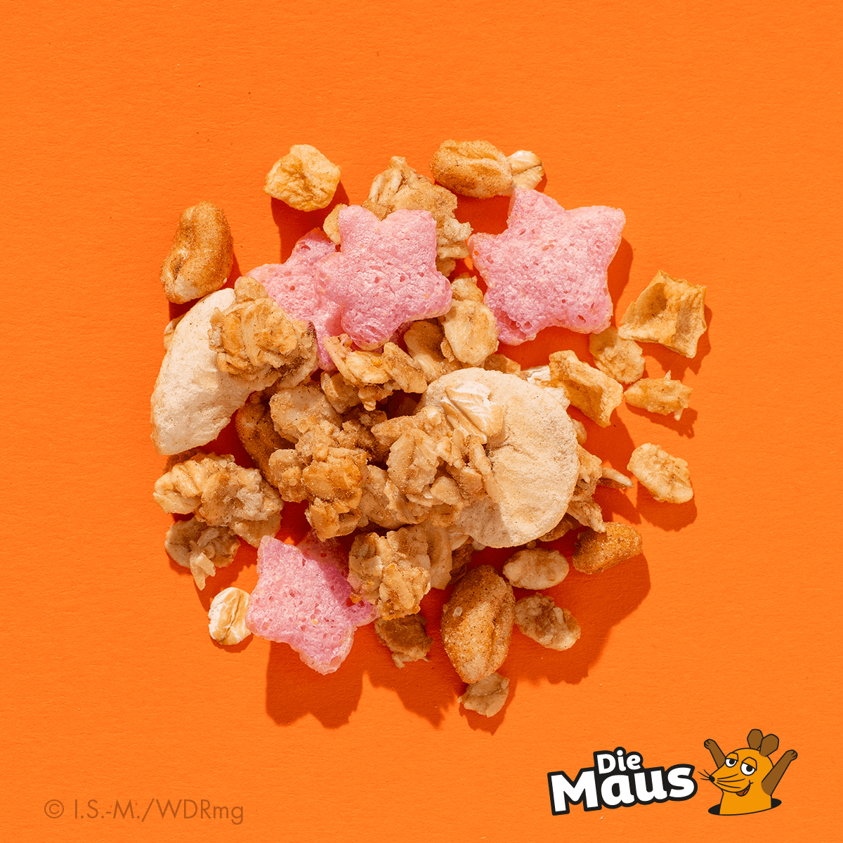 mymuesli Supermaus Müsli mit Apfel-Zimt Geschmack und kleinen pinken Sternen
