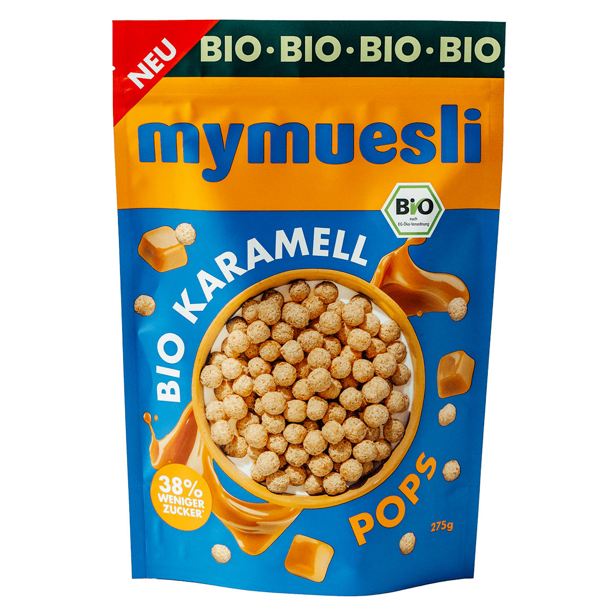 mymuesli Bio Karamell Pops - Bio Cerealien mit 38% weniger Zucker als vergleichbare Produkte