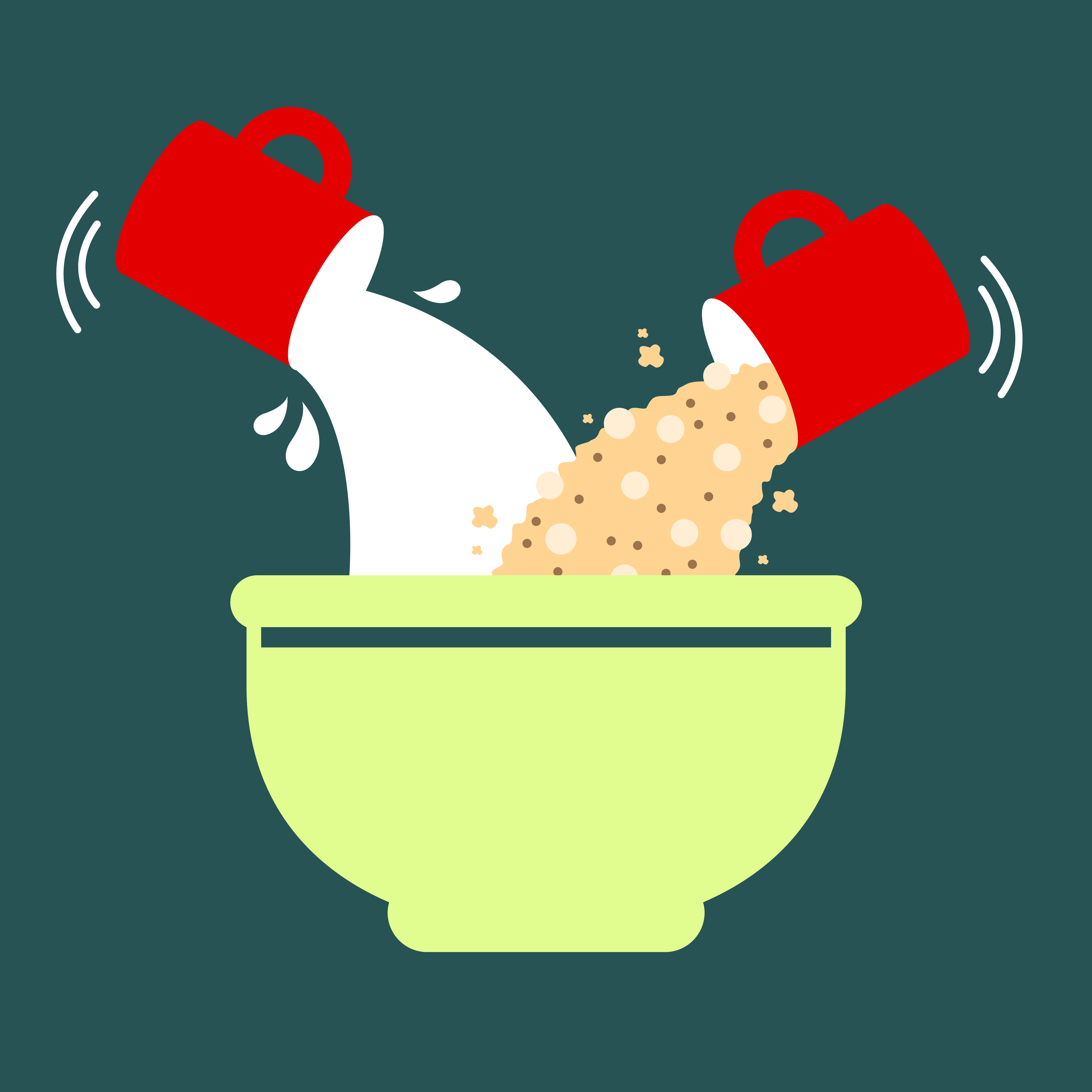 Bircher Müsli und Milch werden in die Schüssel gegeben.