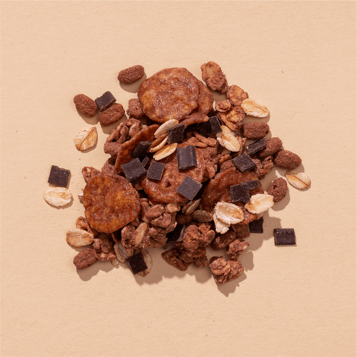 mymuesli Bio Chocolate Müsli Zutaten mit Schokoplättchen und Schokoflakes