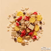 Disney Stitch Müsli Zutaten mit Erdbeerstückchen, Cornflakes und dunklen Schokodinkelbällchen