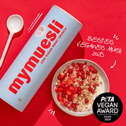 mymuesli Bio Low Sugar Berry Crunch Peta Auszeichnung für bestes veganes Müsli 2025