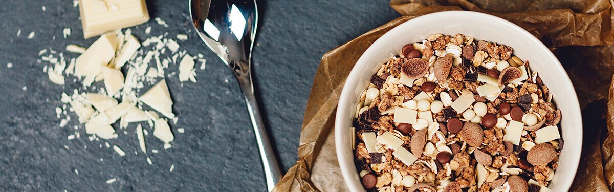 Schoko-Müesli mit Zartbitterschokolade.