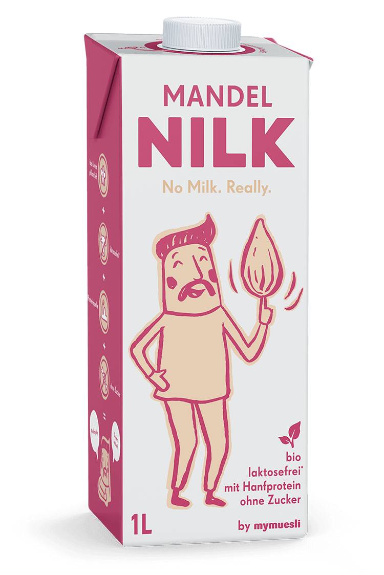 Mandel-Milch ohne Zuckerzusatz, rein pflanzlich und von Natur aus laktosefrei.