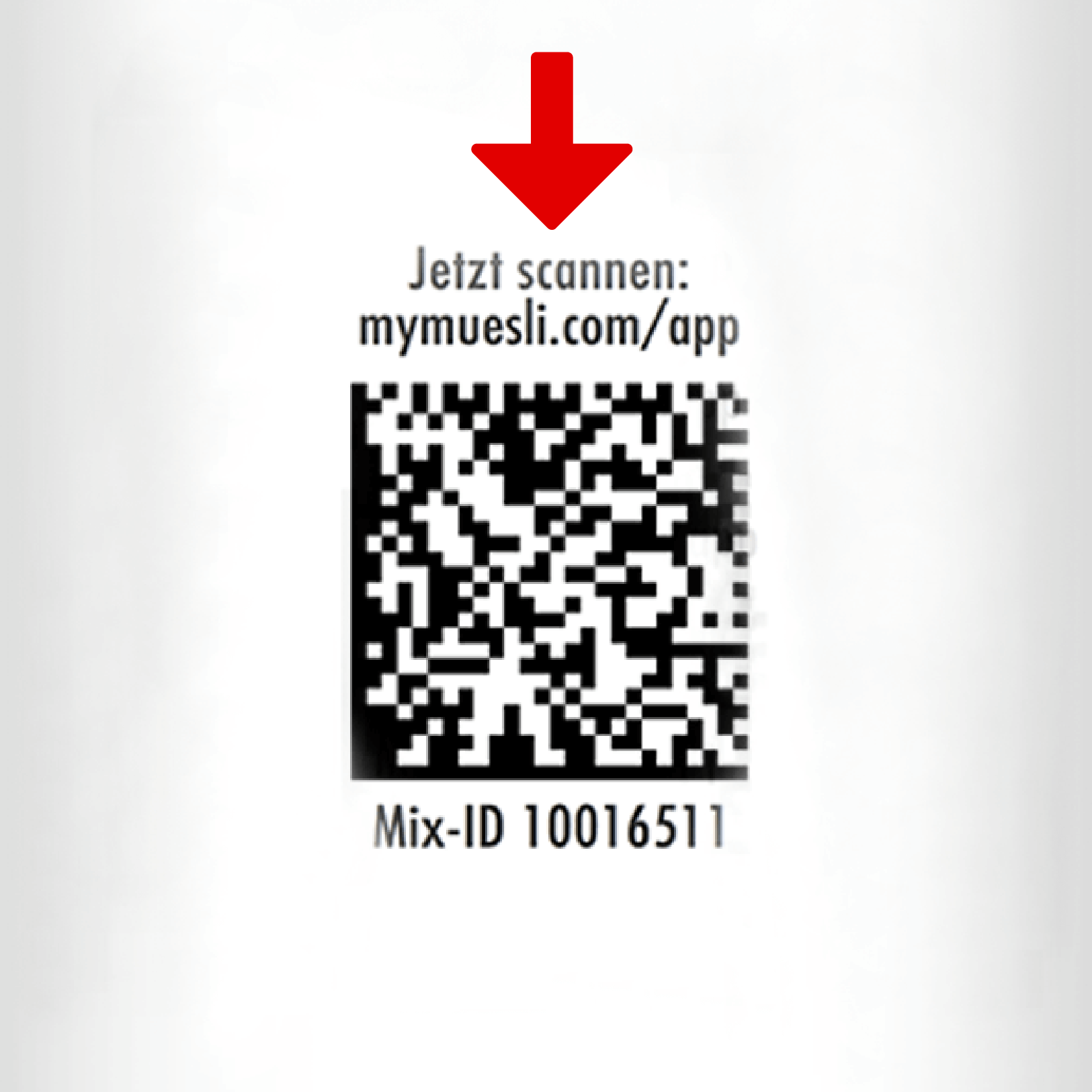 mymuesli selbstgemixten Lieblingsmix via QR Code nachbetsellen