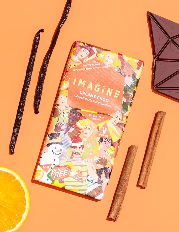Imagine Creamy Choc Orange Hazelnut Cinnamon Schokolade mit Zimt, Vanille und Orange