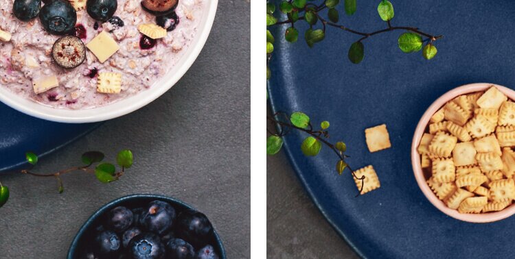 Porridge als perfektes Frühstück mit frischen Blaubeeren.